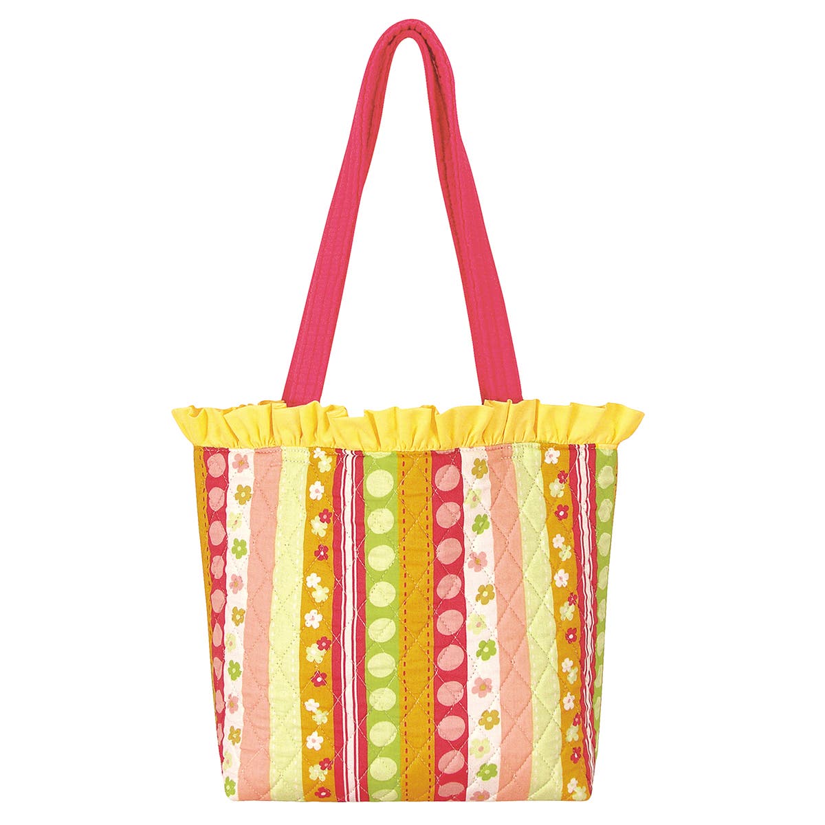 Ribbon Stripe Ruffle Tote, Main, color, Pink