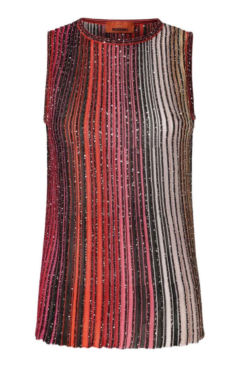 Missoni Partial Striped Sleeveless Top With Sequins, Alternate, color, Black & Red