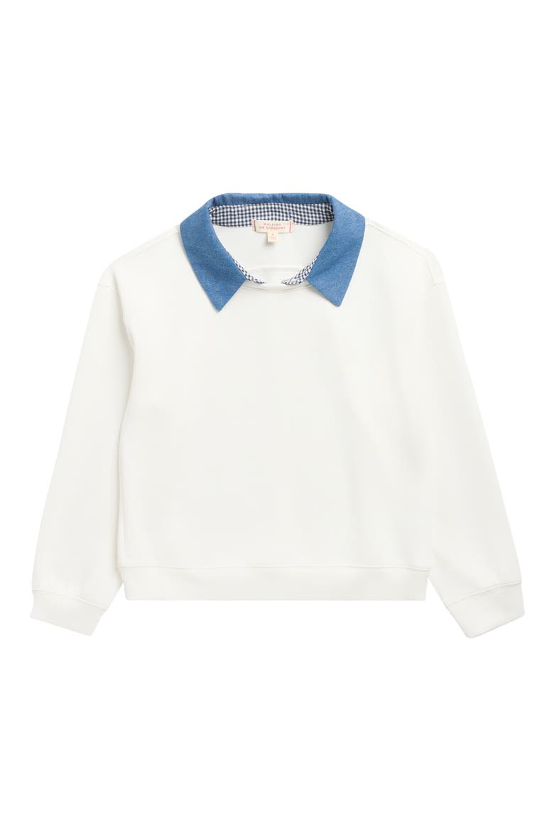 Kids' Contrast Collar Sweatshirt, Main, color, IVORY BLUE