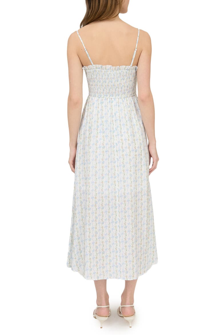 Bow and Flower Stripe Midi Dress, Alternate, color, BLUE MULTI
