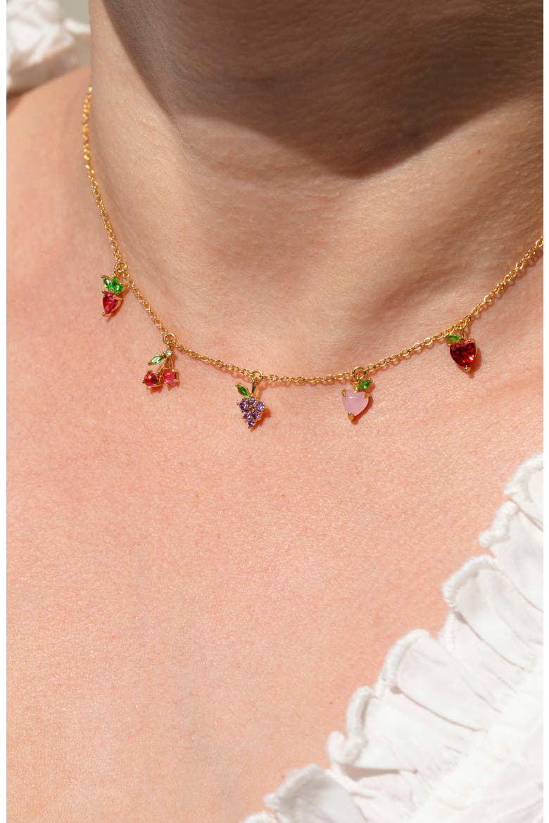 Fruit Basket Choker Necklace, Alternate, color, GOLD