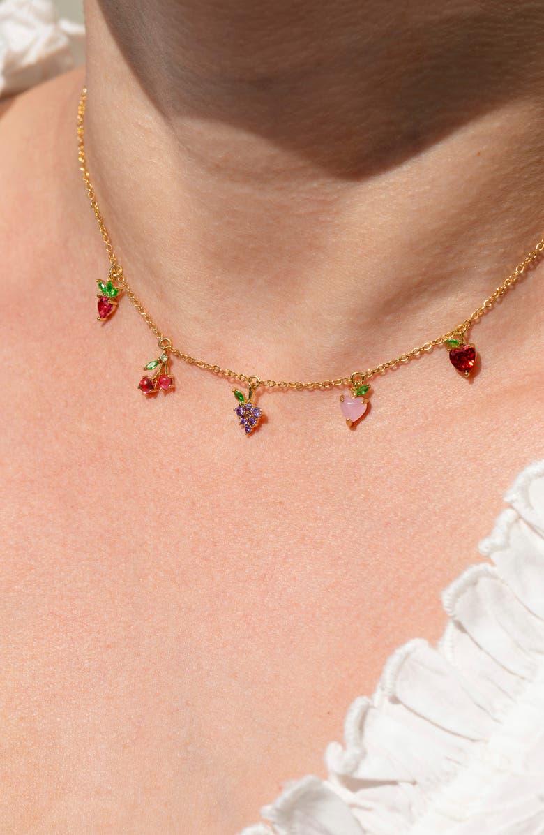 Girls Crew Fruit Basket Choker Necklace, Alternate, color, Gold