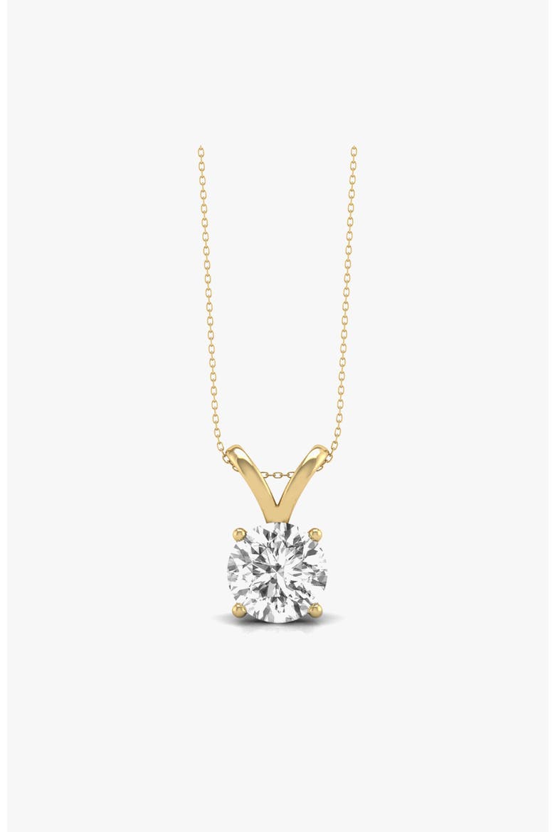 14K Gold 2 ct Lab-Grown Diamond Classic Solitaire Pendant, Main, color, Yellow Gold