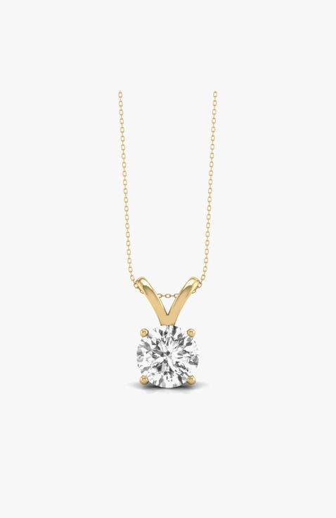 14K Gold 0.5 ct Lab-Grown Diamond Classic Solitaire Pendant