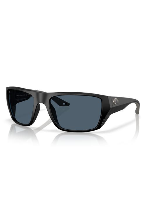 Costa Del Mar Finlet 59mm Polarized Rectangular Sunglasses In Matte Black/gray 580p