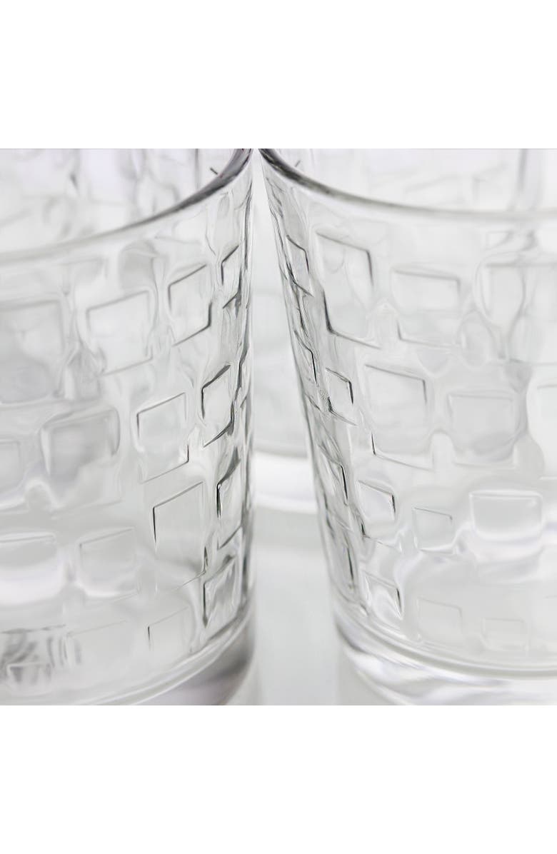 Gibson Home Great Foundations 4-Piece 13 oz. Double Old Fashion Glass Set, Square Pattern, Alternate, color, Clear
