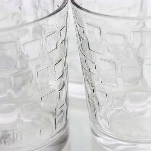 Gibson Home Great Foundations 4-piece 13 Oz. Double Old Fashion Glass Set, Square Pattern In Transparent