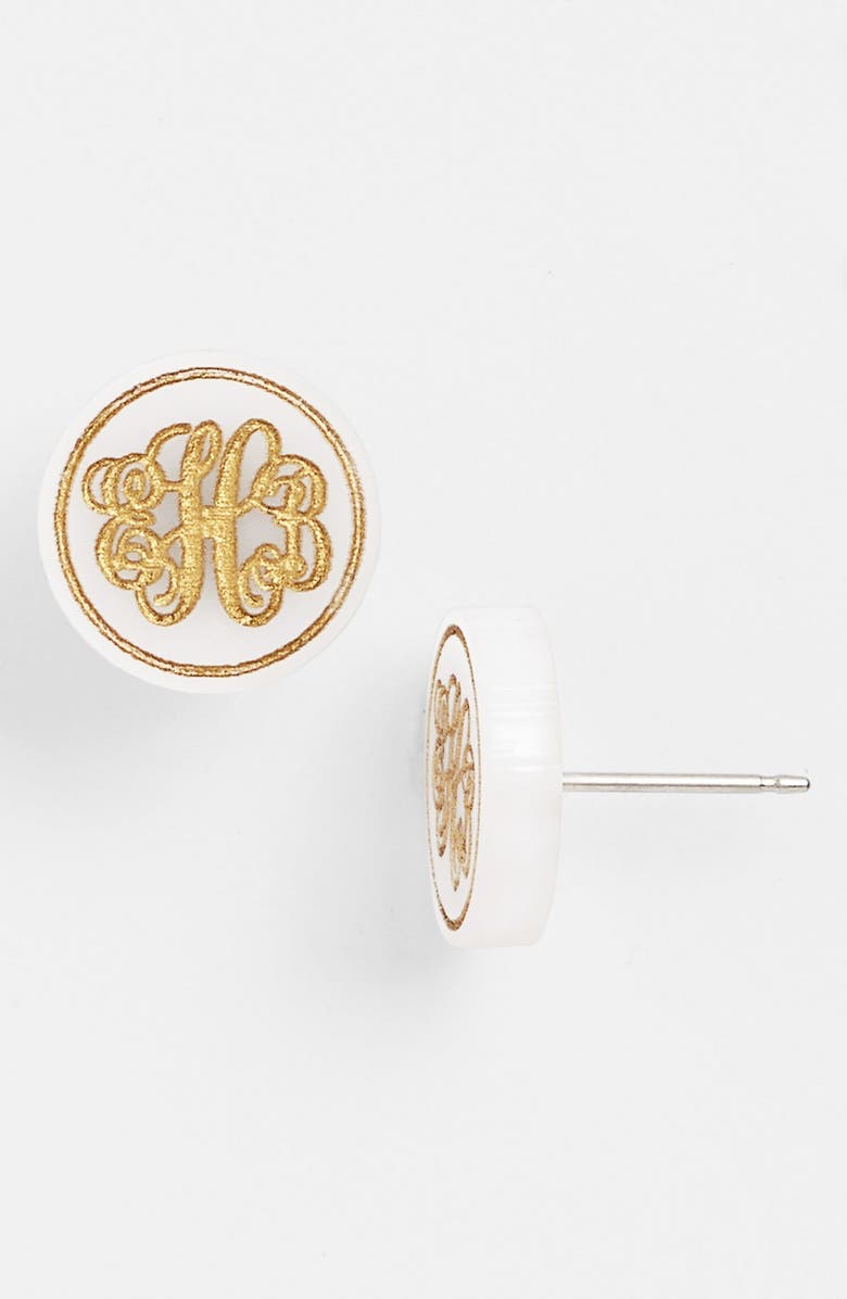 Moon and Lola 'Chelsea' Small Personalized Monogram Stud Earrings, Main, color, 