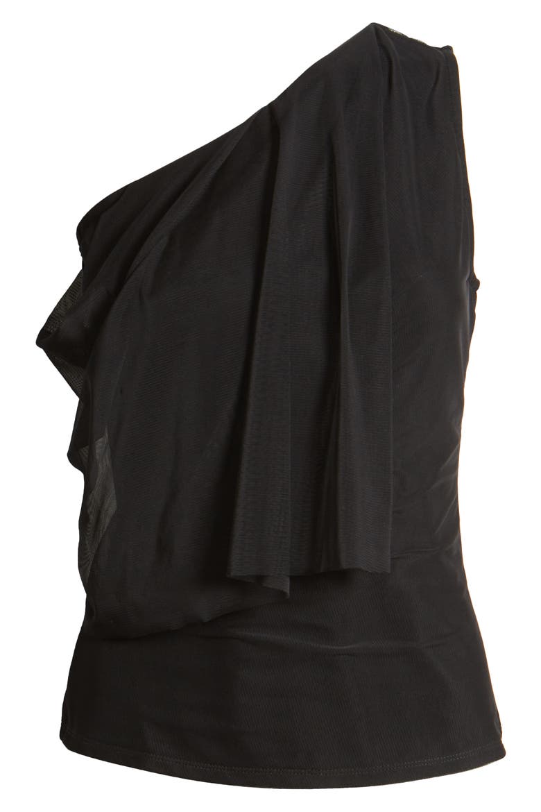 Zinnia One-Shoulder Top, Alternate, color, BLACK