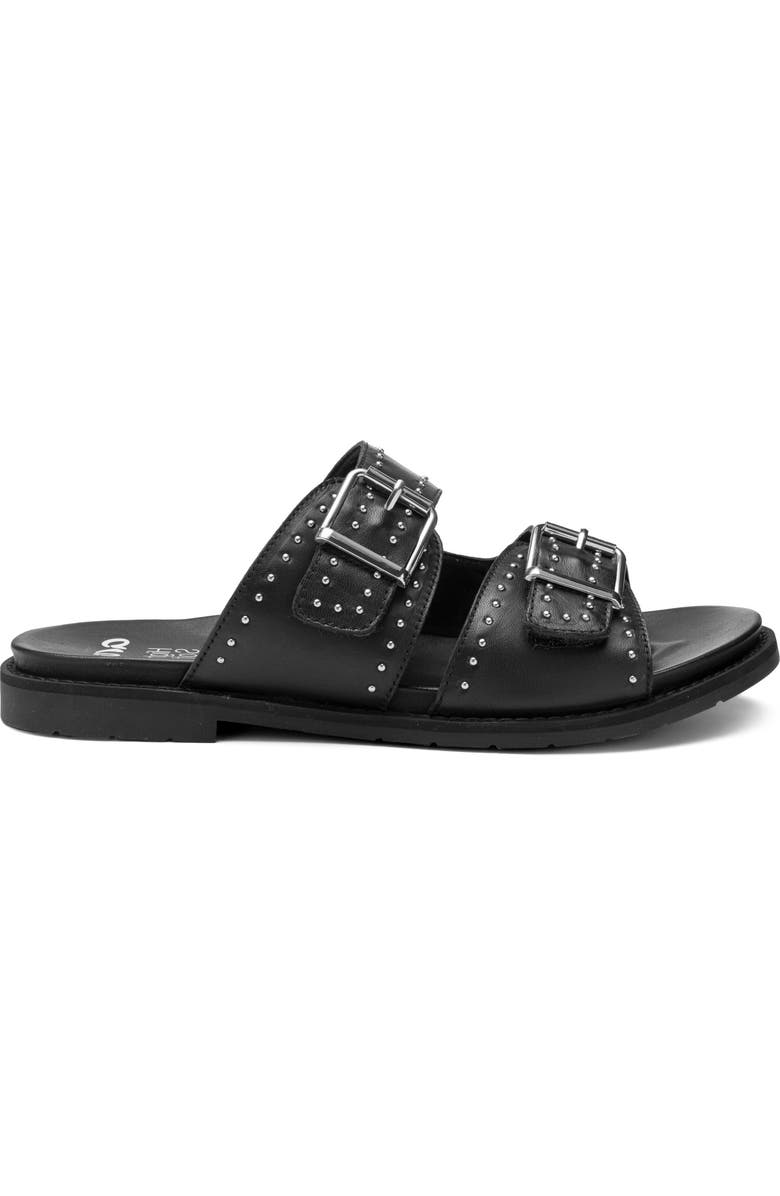 ara Elm Studded Buckle Strap Slide Sandal, Alternate, color, Black