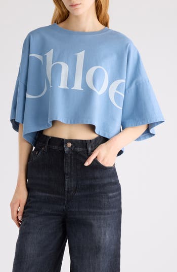 Tシャツ・カットソー Chloe Signature Crop Top Chloé Oversize Signature Logo Crop Graphic T-Shirt | Nordstrom