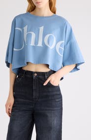 Chloé Oversize Signature Logo Crop Graphic T-Shirt