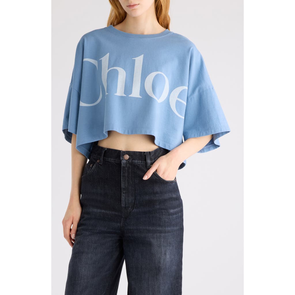 Chloé Oversize Signature Logo Crop Graphic T-shirt