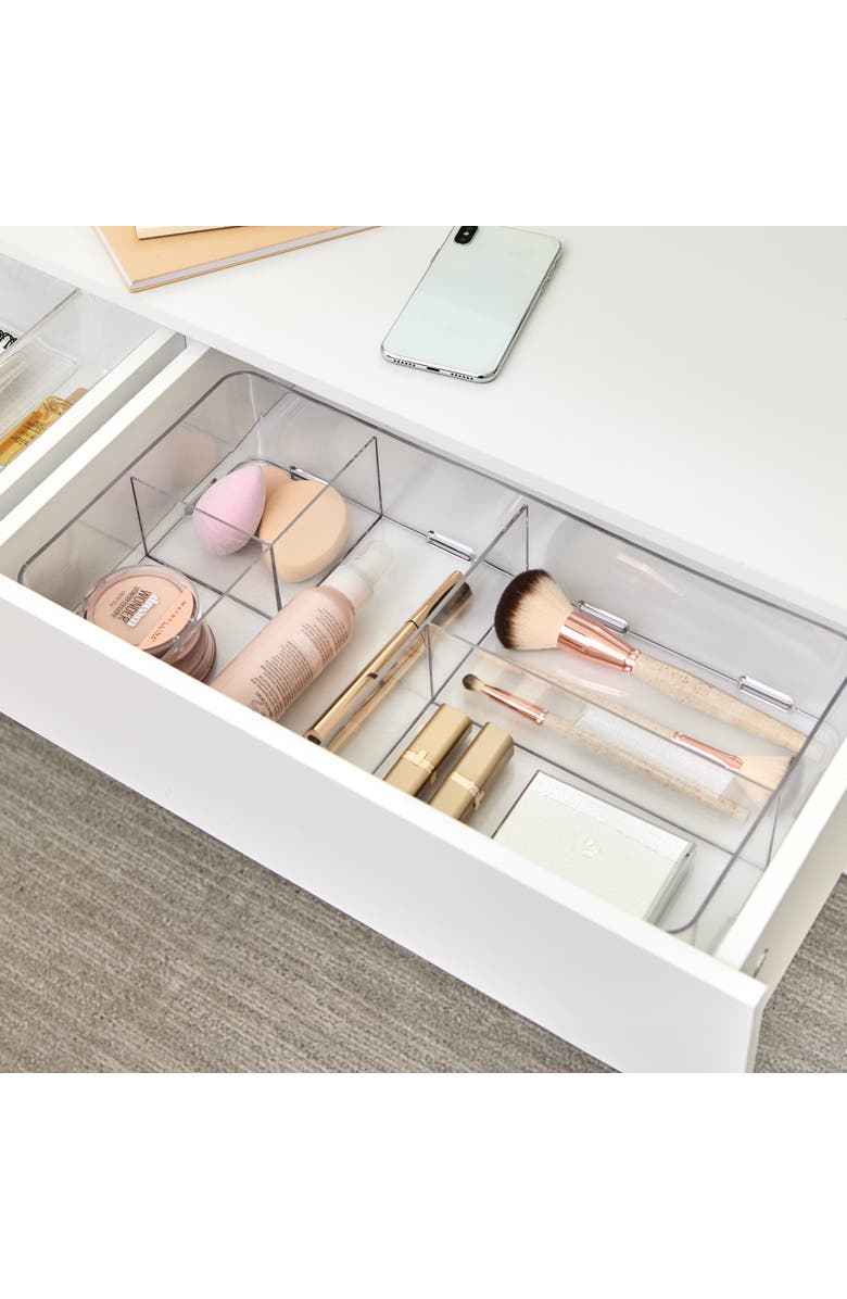 iDesign Clarity Interlocking 5-Section Drawer Organizer - Clear - Set of 2, Alternate, color, Clear