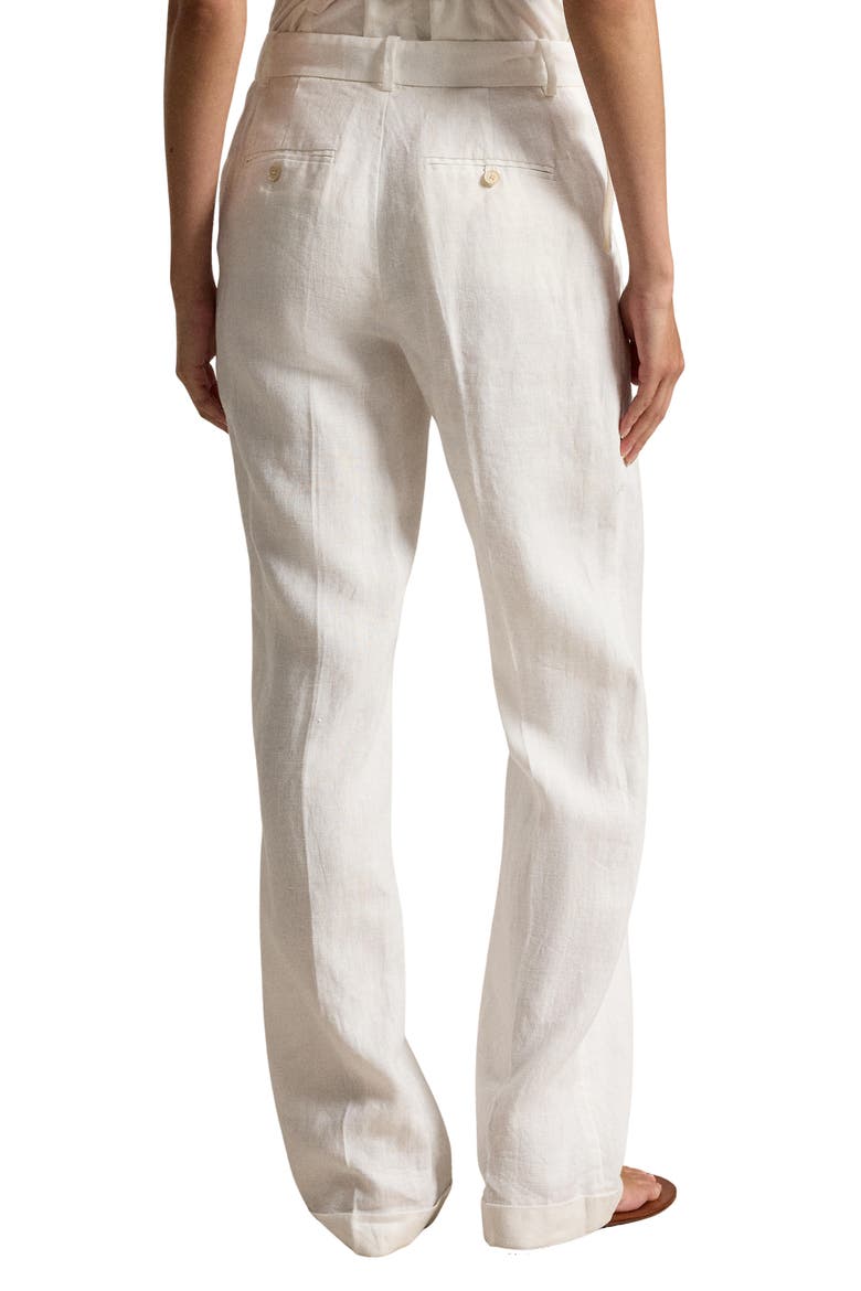 Straight Leg Linen Pants, Alternate, color, WHITE