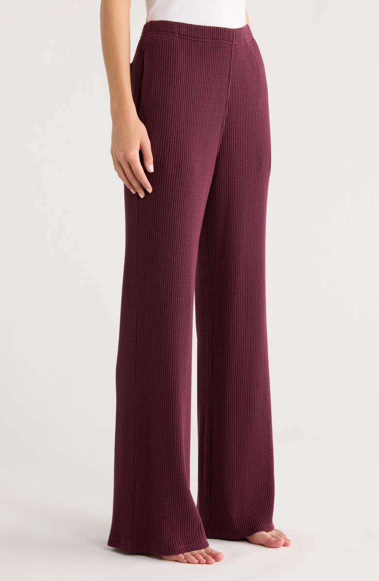 Lunya Waffle Soft Wide Leg Pants, Alternate, color, Vint Merlot