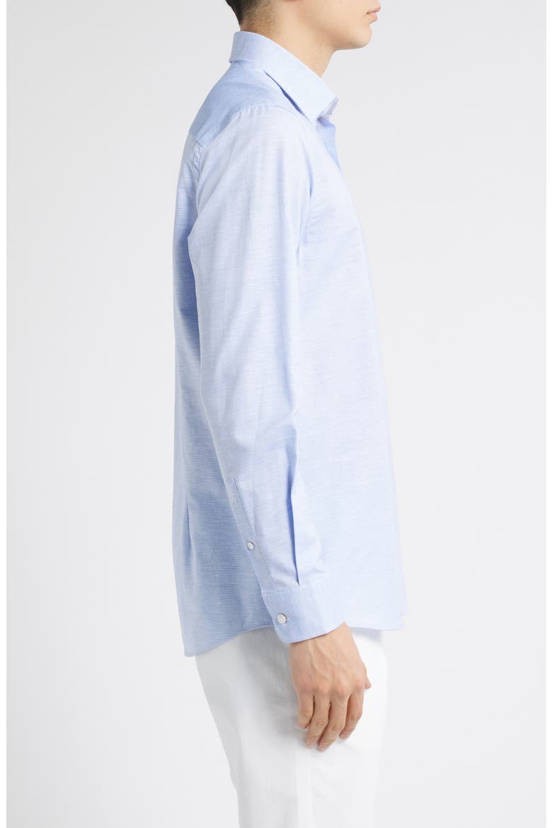 Danforth Stretch Cotton & Linen Blend Dress Shirt, Alternate, color, BLUE