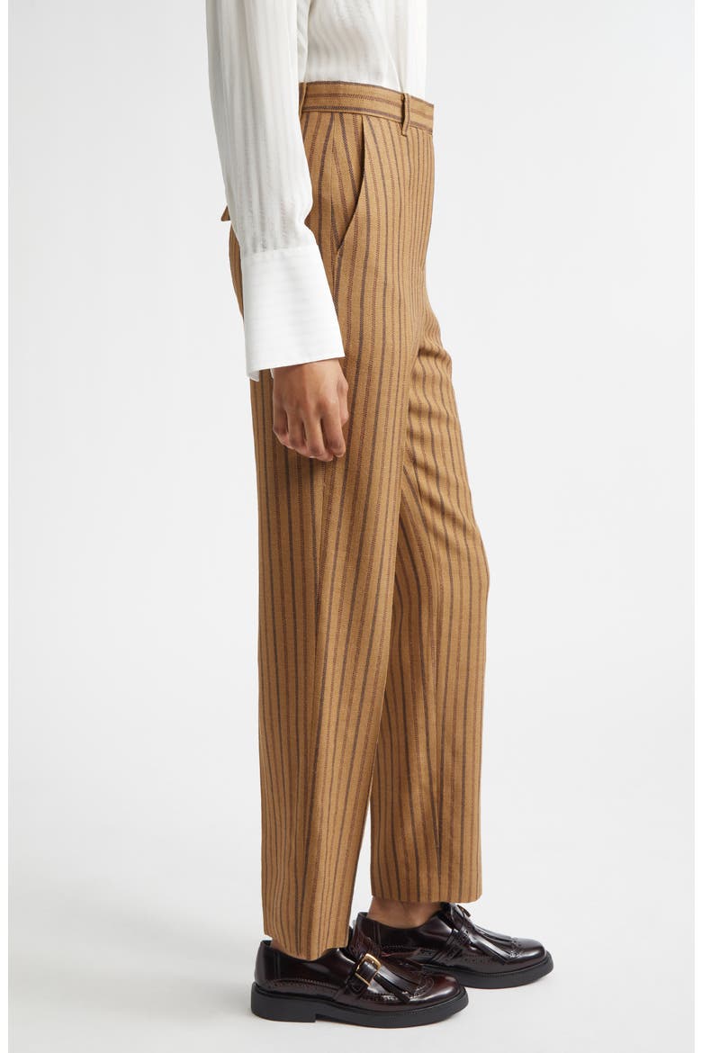 Stripe Wool Blend Straight Leg Pants, Alternate, color, BEIGE VIRGIN WOOL BLEND