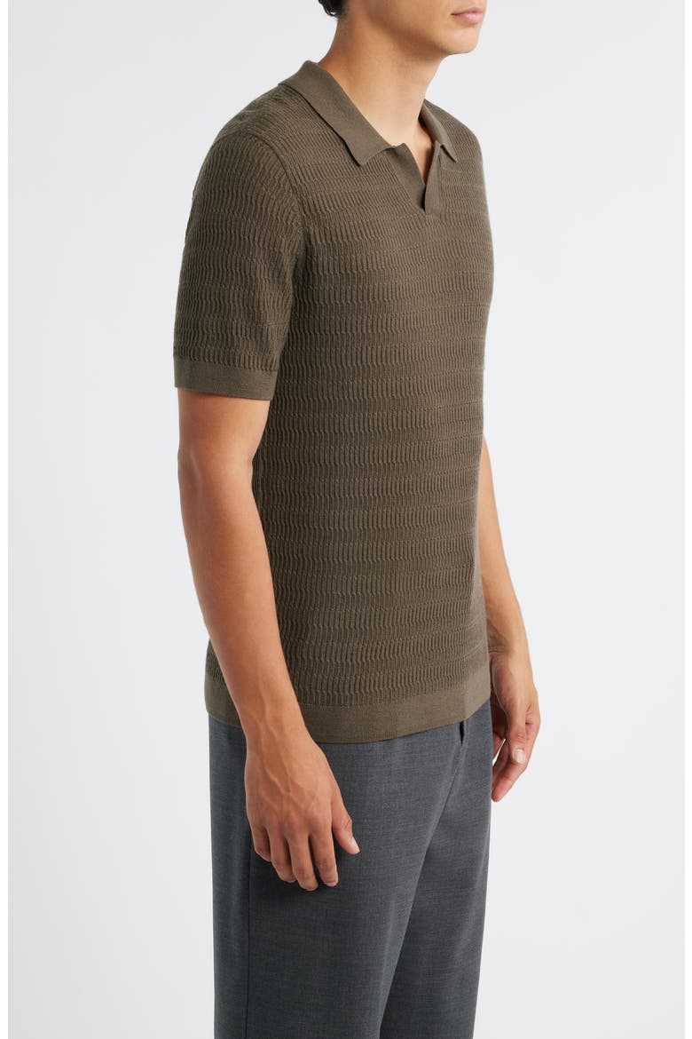 Johnny Collar Short Sleeve Twisted Rib Wool Polo Sweater, Alternate, color, GREEN