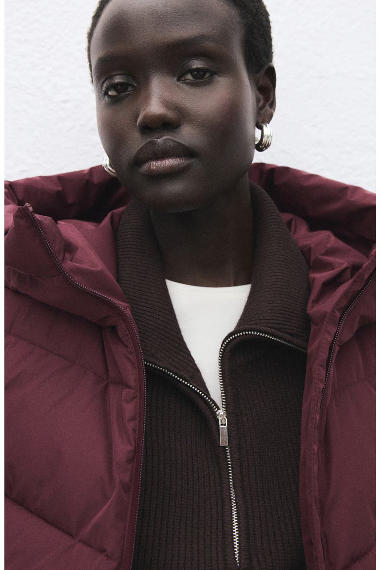 Water Repellent Hooded Puffer Coat, Alternate, color, DARK RED