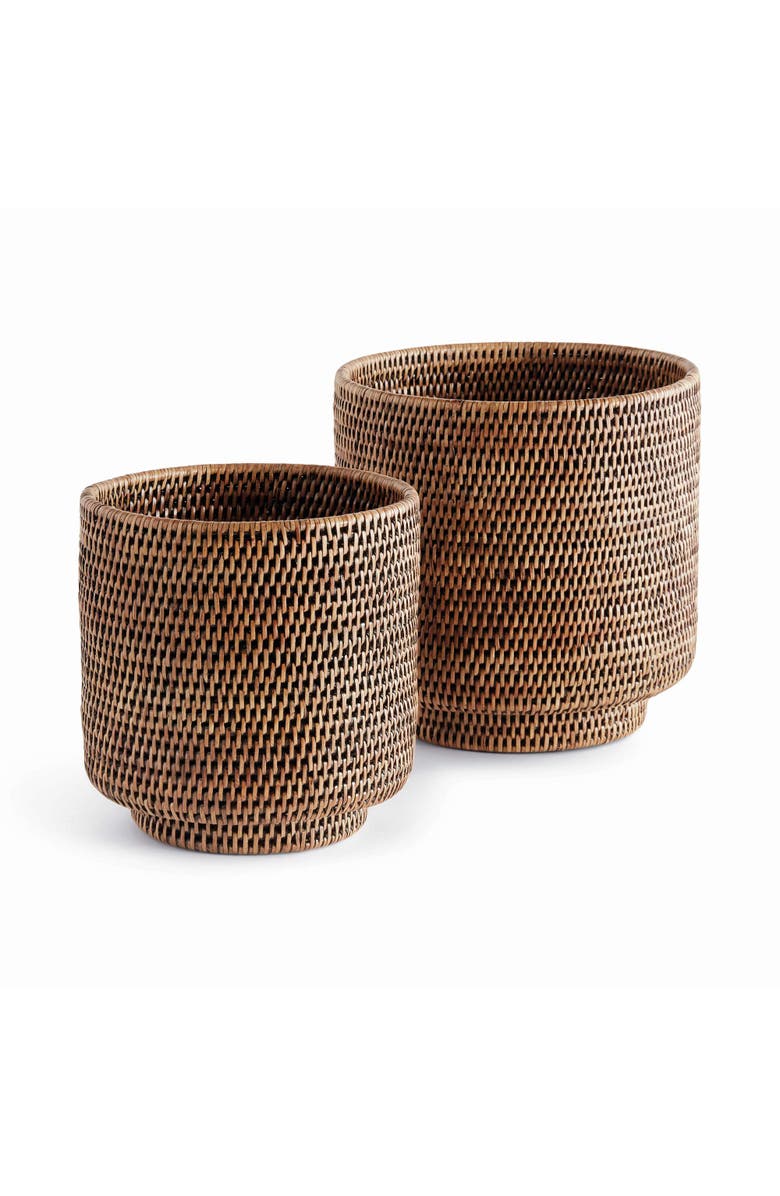 Napa Home & Garden BURMA RATTAN CACHEPOTS LARGE, SET OF 2, Main, color, Brown