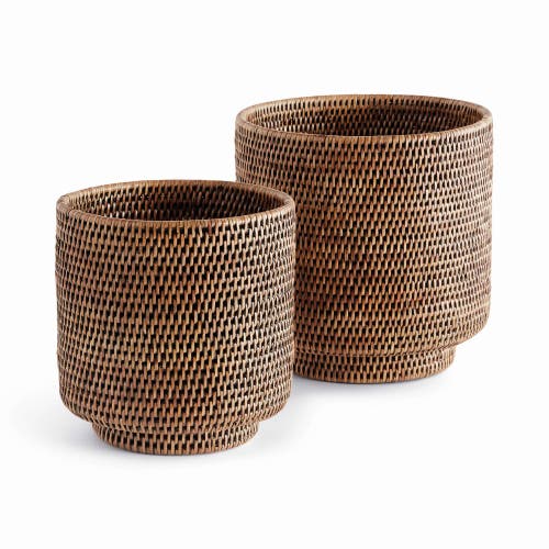 Napa Home & Garden Burma Rattan Cachepots Large, Set Of 2 In Brown