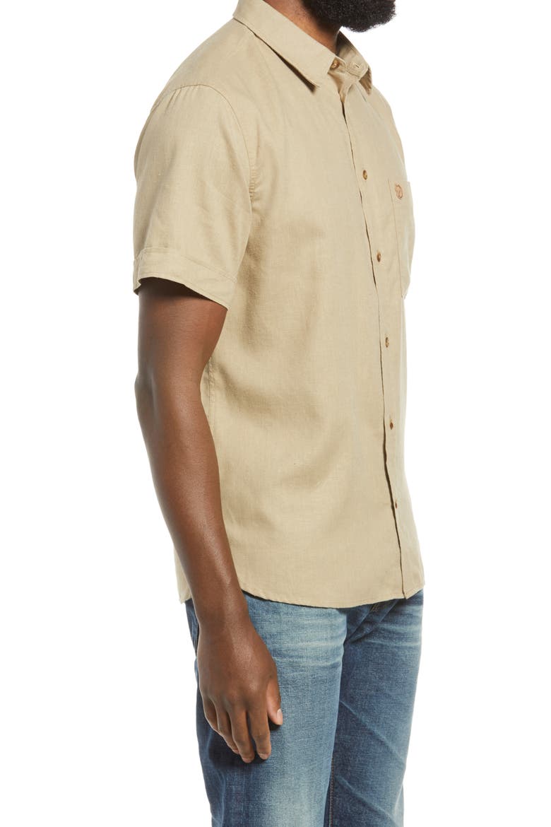 Fjällraven Ovik Travel Short Sleeve Button-Up Shirt, Alternate, color, SAND STONE