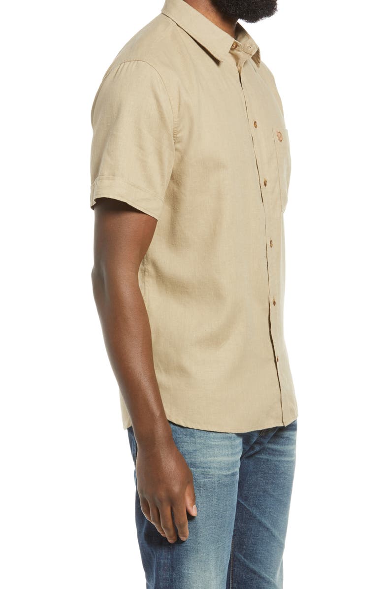 Fjällräven Ovik Travel Short Sleeve Button-Up Shirt, Alternate, color, Sand Stone