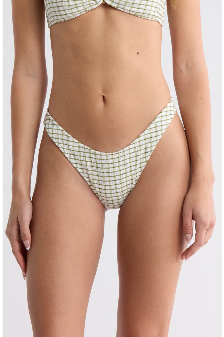 Jade Textured Bikini Bottoms, Main, color, GREEN/ TAN PLAID