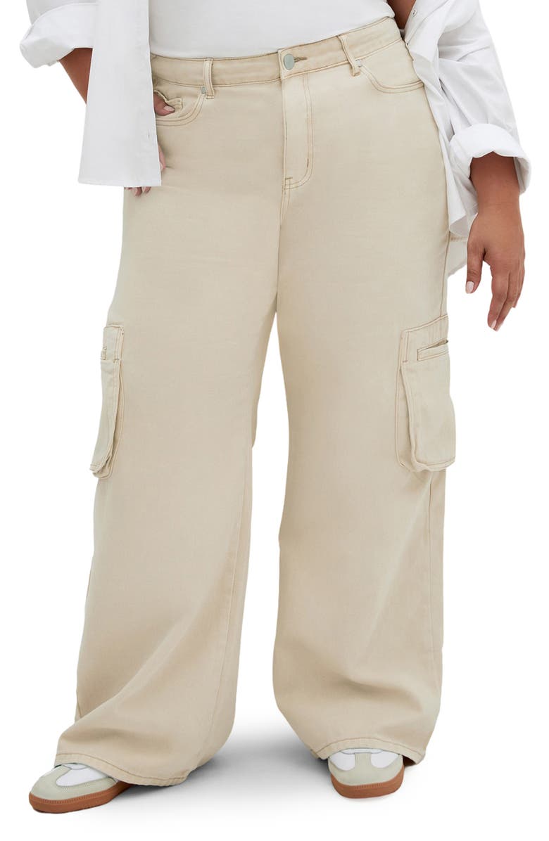 City Chic Clarence Cargo Pants, Main, color, Ecru