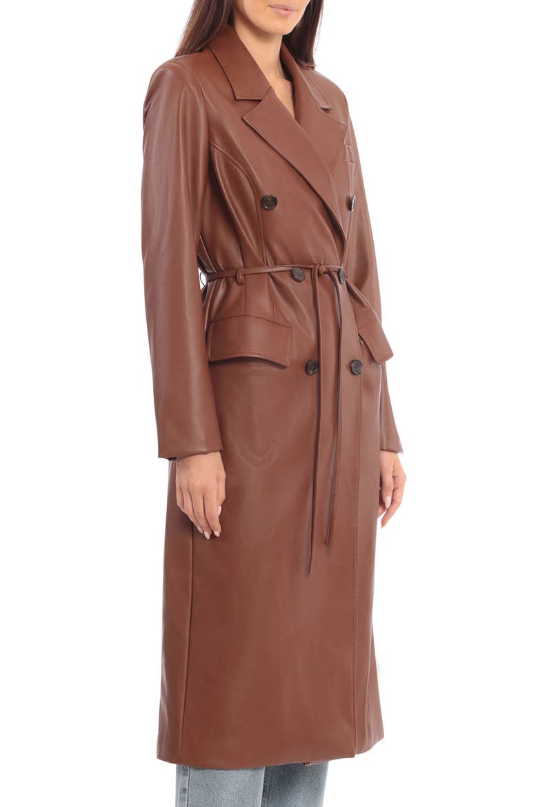 Faux Leather Trench Coat, Alternate, color, SIENNA