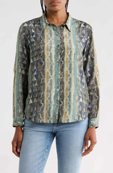 Roll Tab Sleeve Button-Up Shirt