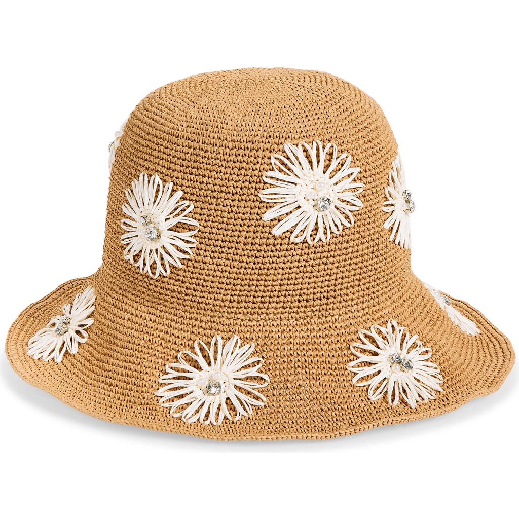 Karl Lagerfeld Paris Floral Crochet Bucket Hat In Purple
