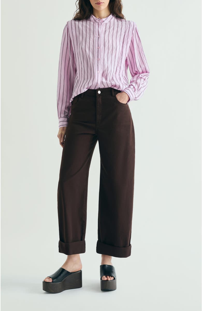 Scalpers Shoulder Pad Effect Striped Shirt, Alternate, color, Pinkstripes