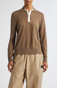 Moncler Wool Long Sleeve Polo
