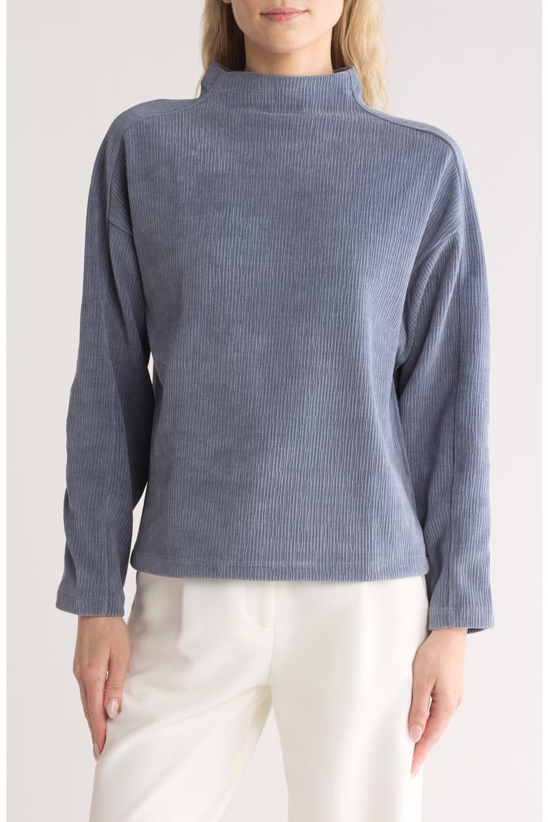 Jacquard Stripe Funnel Neck Top, Main, color, TEAPOT BLUE