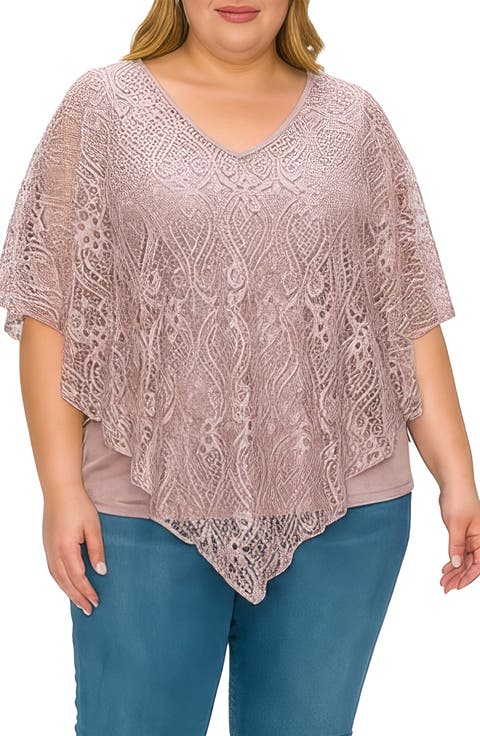 Sequin Poncho Top (Plus)