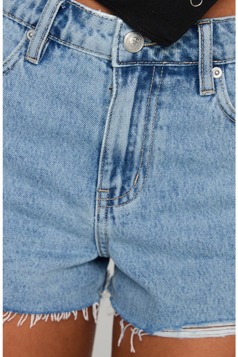 Top Tier Ripped Denim Cutoff Shorts, Alternate, color, LIGHT WASH