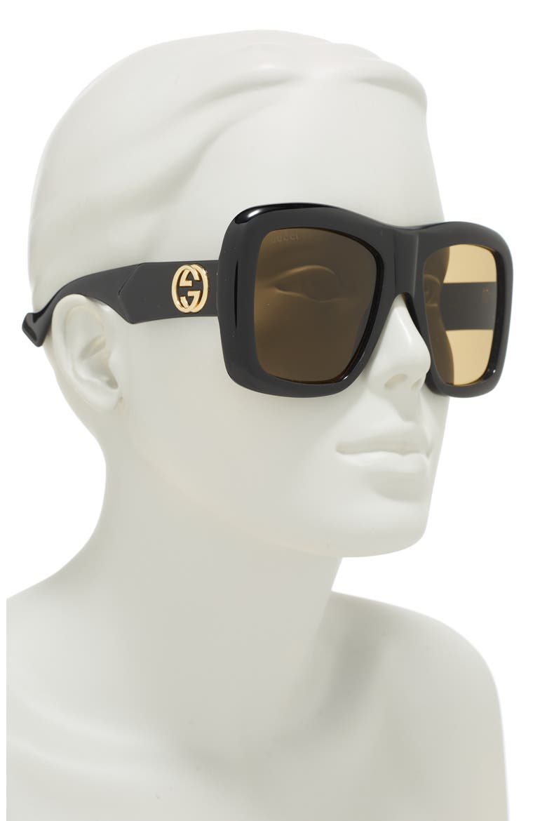 54mm Square Sunglasses, Alternate, color, BLACK BLACK BROWN
