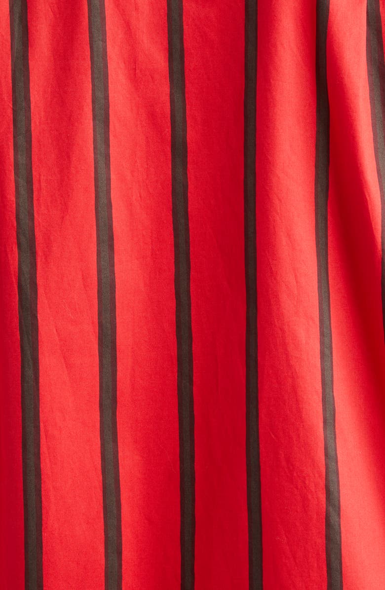 Marimekko Ruoste Puhveli Stripe Cotton Button-Up Shirt, Alternate, color, Red, Dark Brown