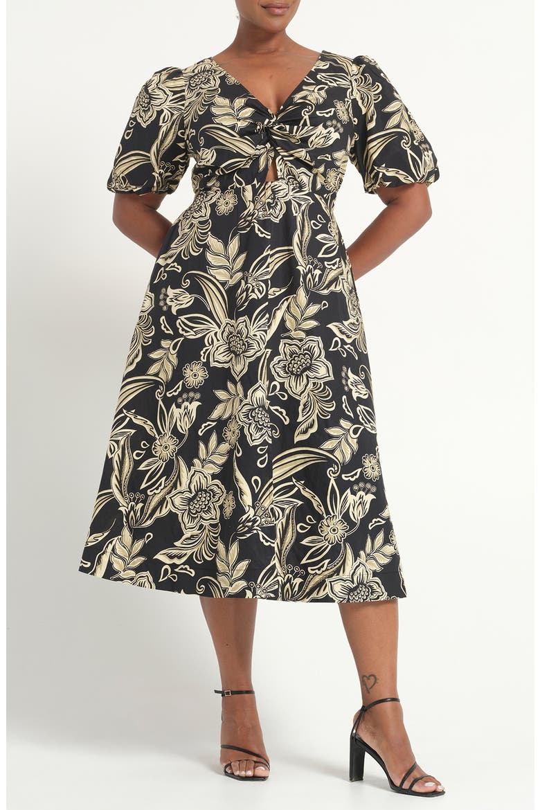 Kelsie Floral Cotton Midi Dress, Alternate, color, MONOFLORA