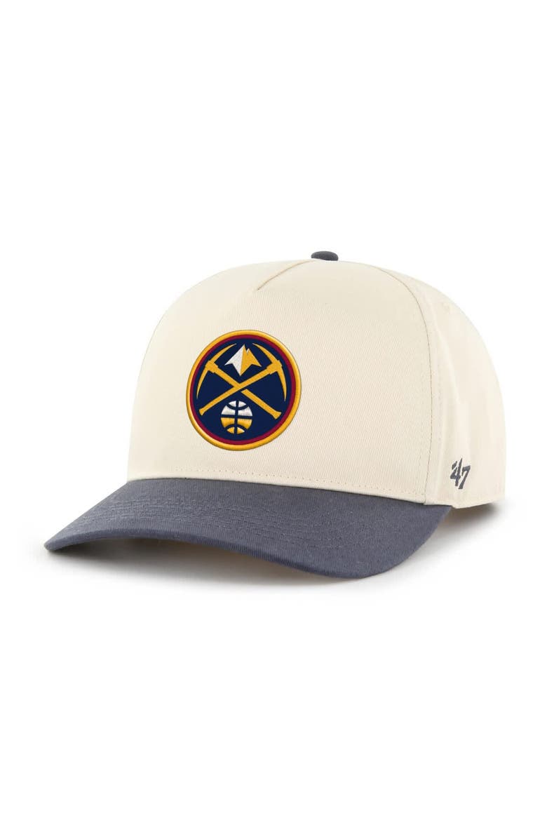 '47 Men's '47 Cream/Navy Denver Nuggets Roscoe Hitch Adjustable Hat, Main, color, 