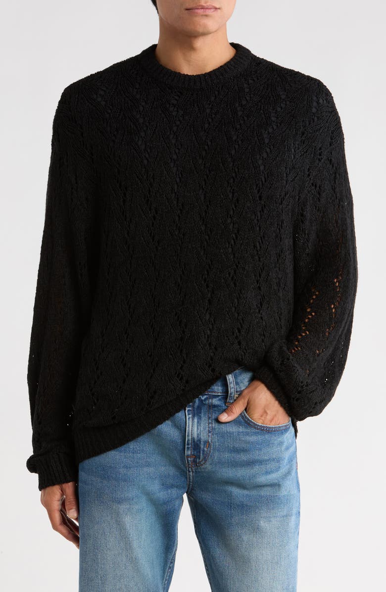 Obey Shimoda Pointelle Crewneck Sweater, Main, color, 