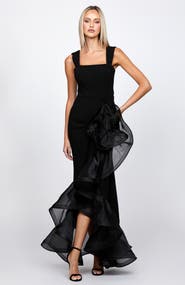 Bariano Alexis Ruffle Fishtail Hi Lo Gown