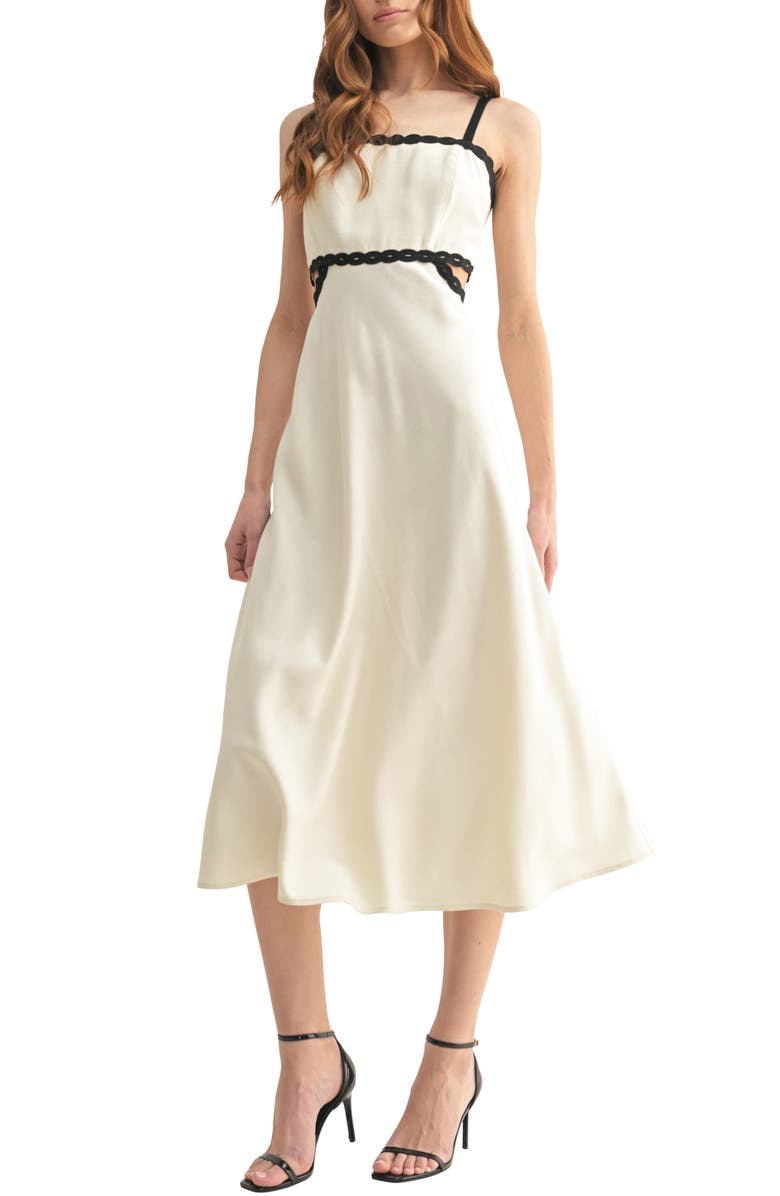 Mila Mae Soutache Trim Cutout A-Line Dress, Main, color, 