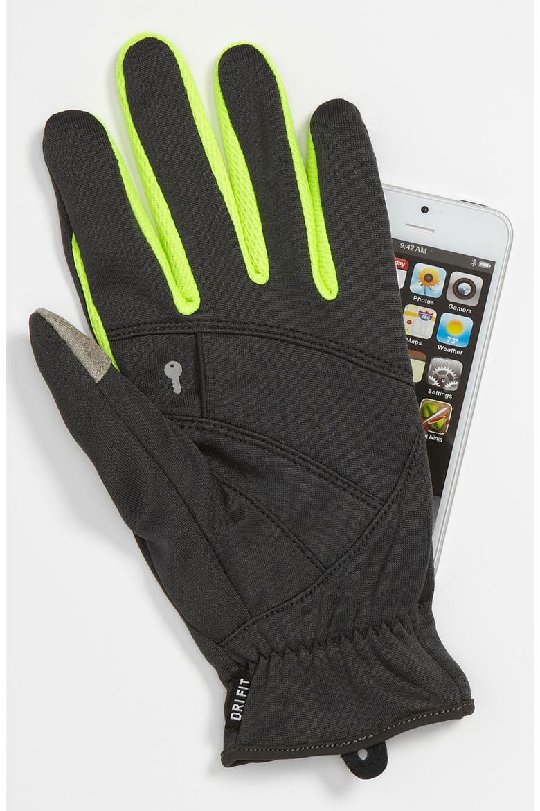 'Tech' Lightweight Running Gloves, Alternate, color, BLACK/ VOLT