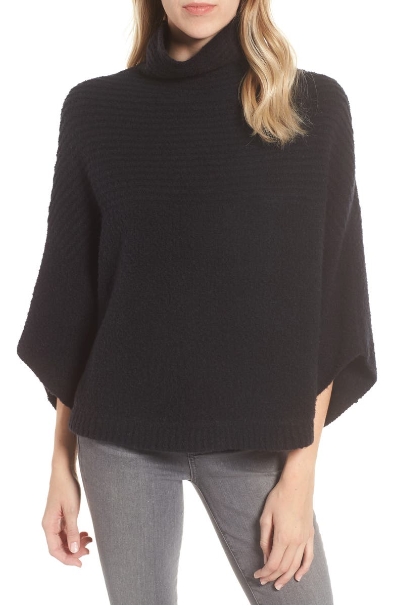 Caslon<sup>®</sup> Rib Knit Turtleneck Poncho, Main, color, 