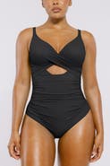Shapellx Cutout-Front Tummy Control One-Piece Swimsuit