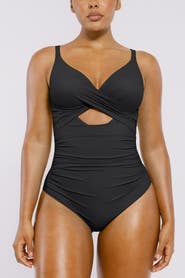 Shapellx Cutout-Front Tummy Control One-Piece Swimsuit
