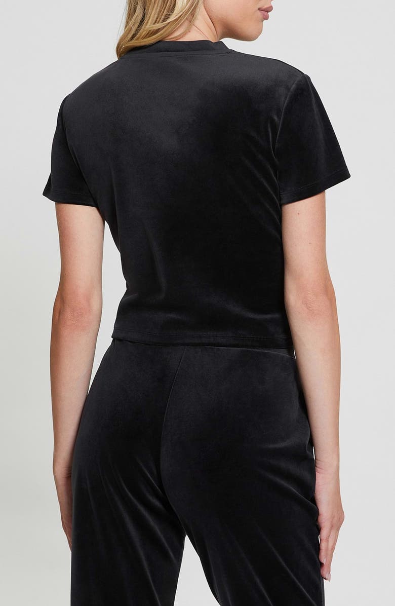 GUESS Couture Embellished Crop Velvet T-Shirt, Alternate, color, 